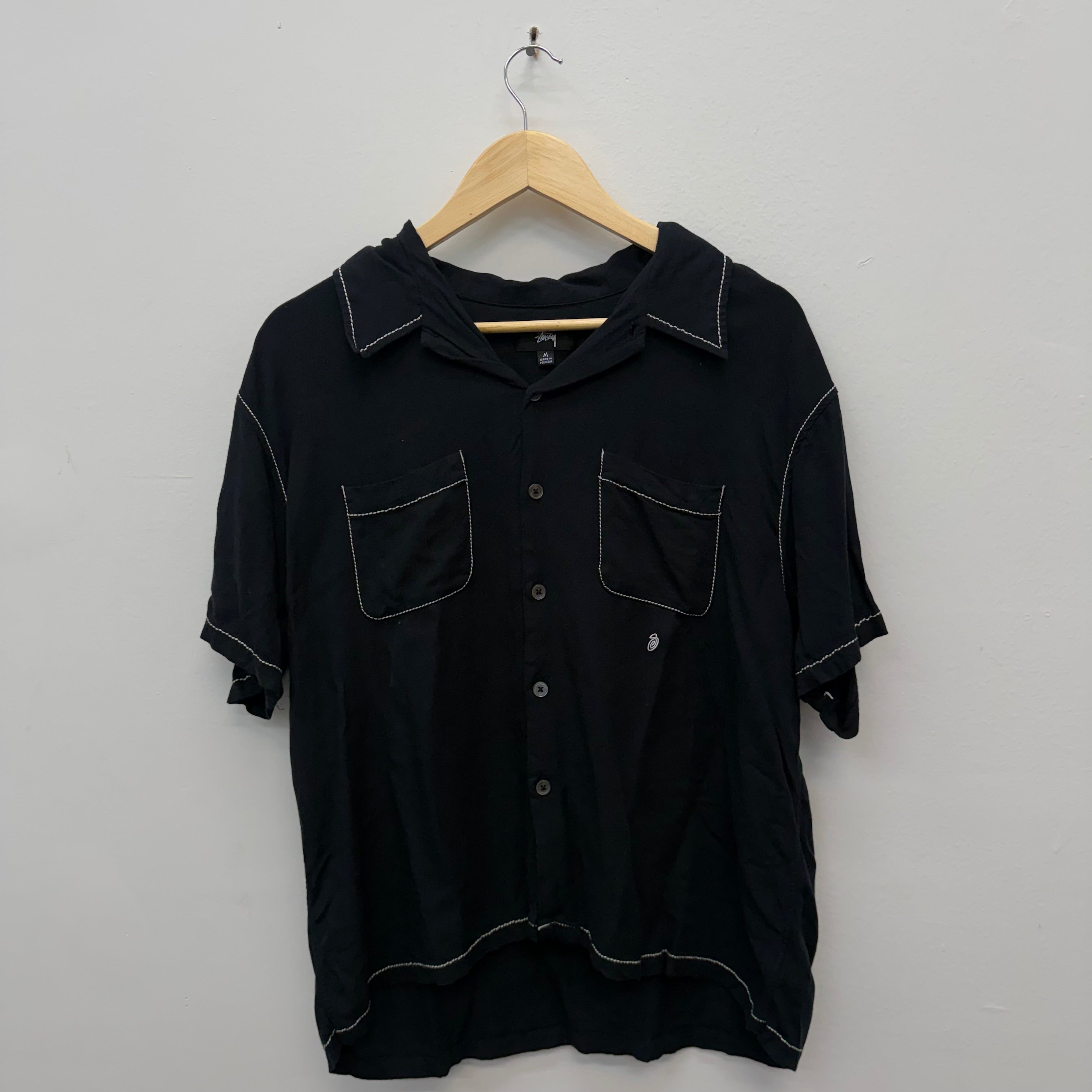 Stussy Contrast Pic Stitched Button Up Shit - Size M