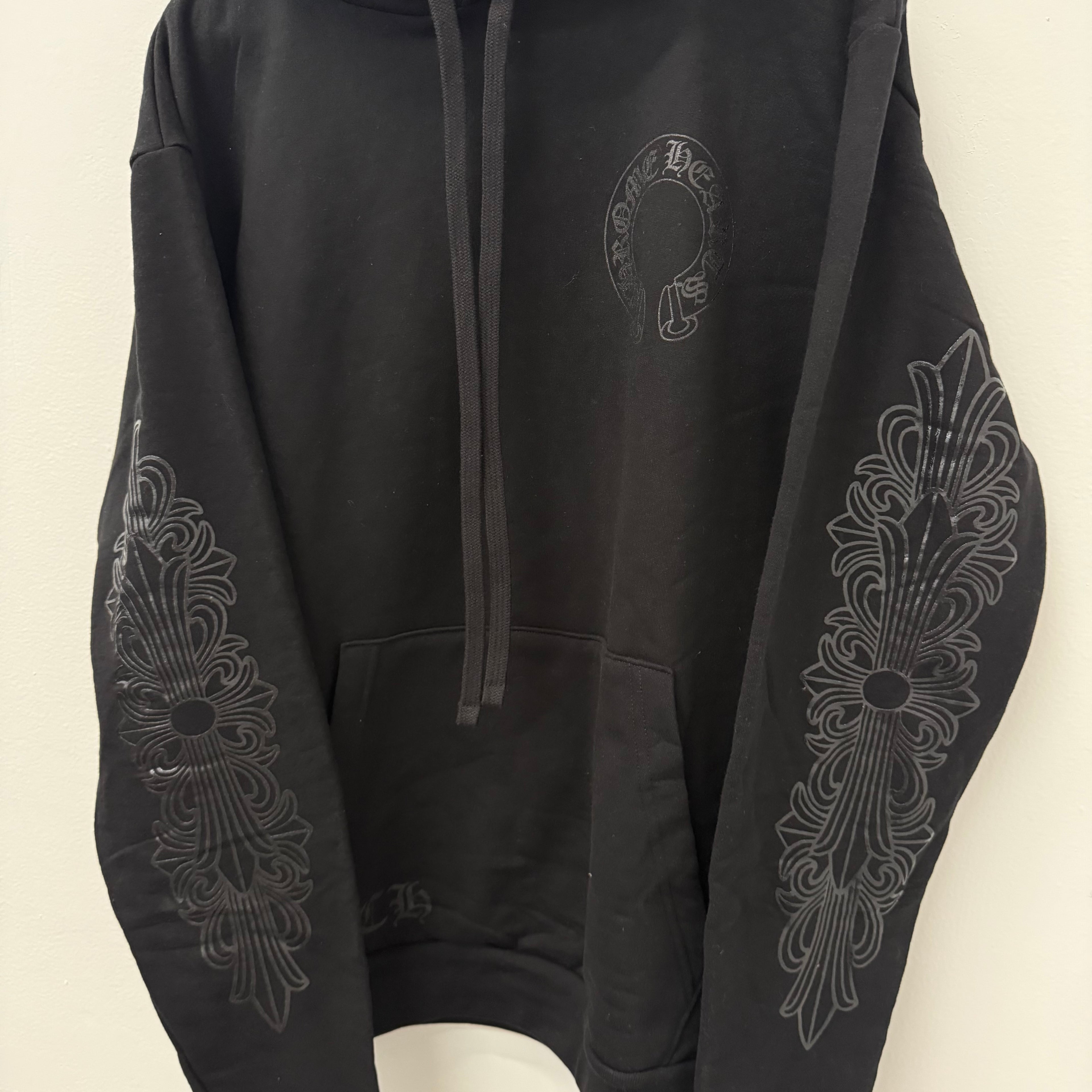 Chrome Hearts Black Floral Horseshoe Hoodie