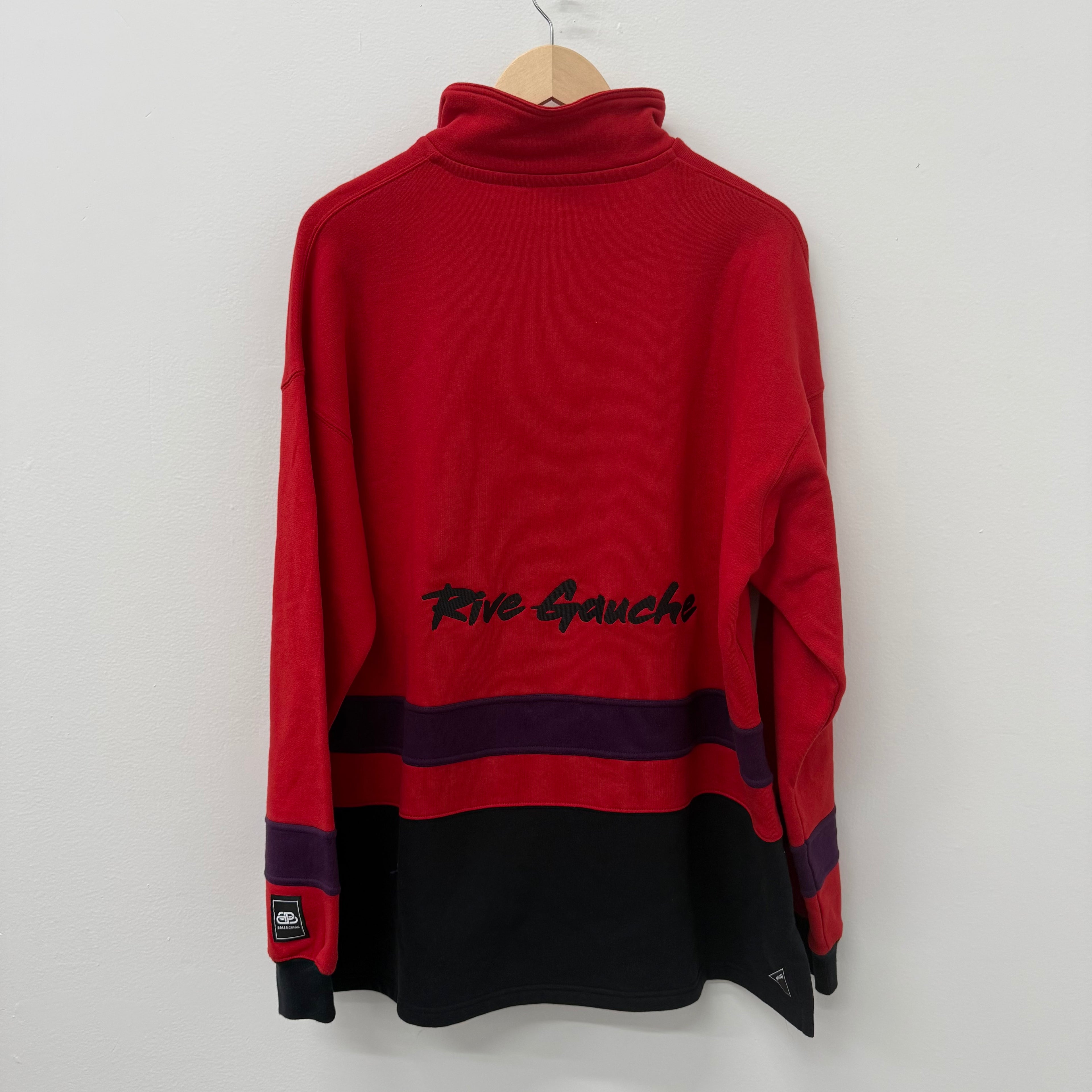 Balenciaga Red Rive BB Quarterzip Sweatshirt - Size S