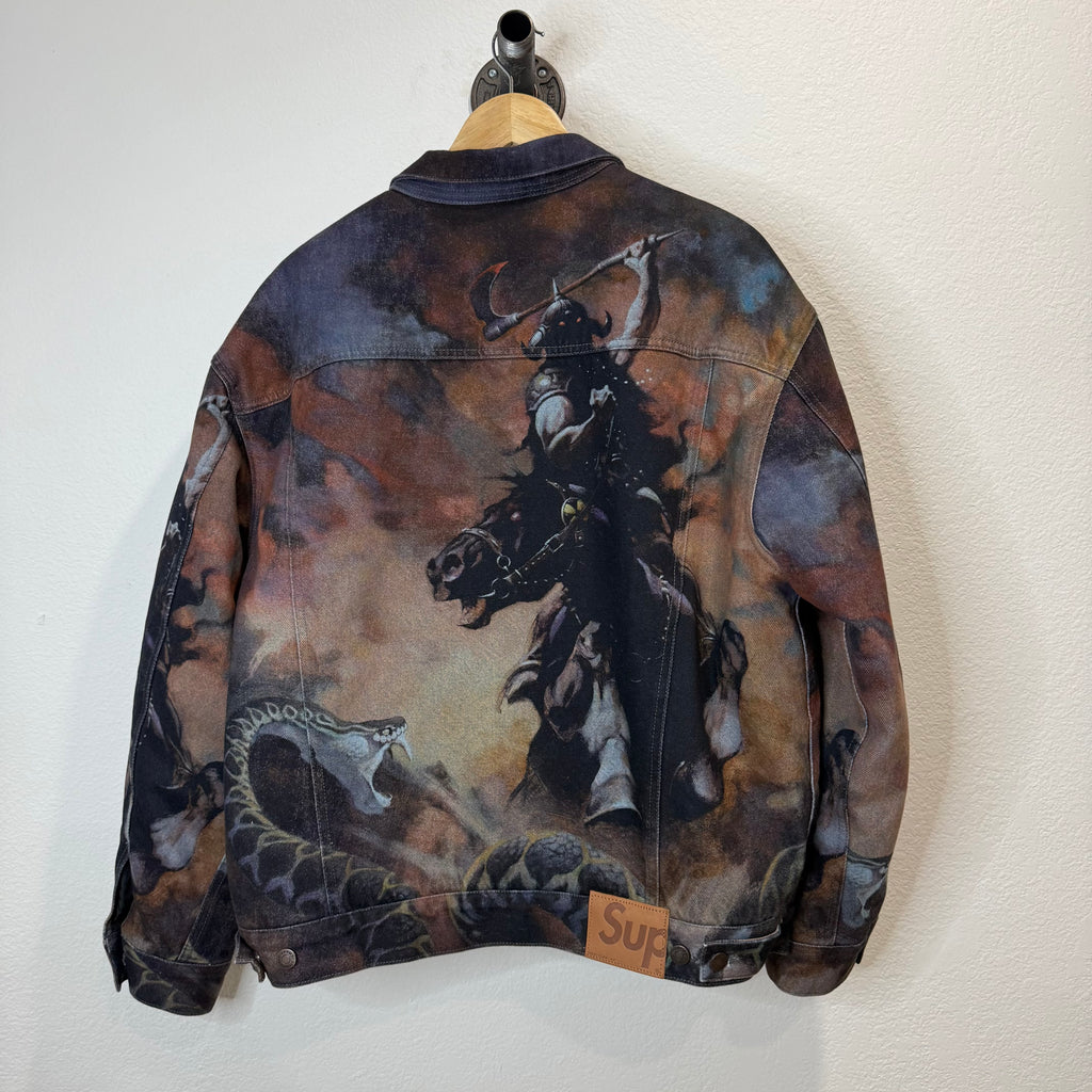 Supreme Frank Frazetta Faux Shearling Lined Button Jacket - Size L