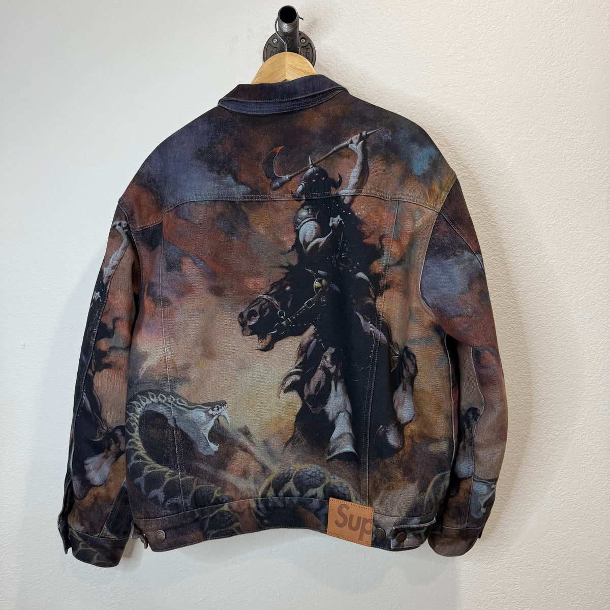 Supreme Frank Frazetta Faux Shearling Lined Button Jacket - Size L