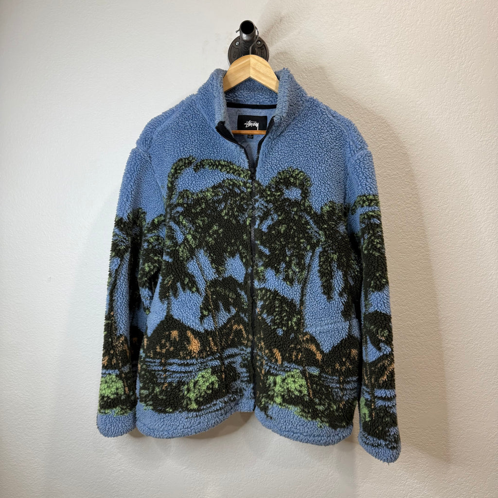 Stussy Hawaiian Fleece Sherpa Zip Jacket - Size M