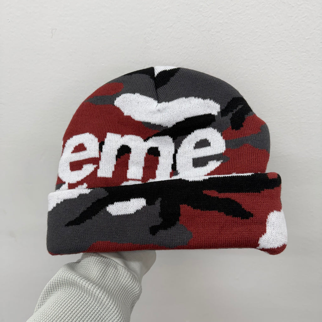Supreme Big Logo Red Camo Beanie