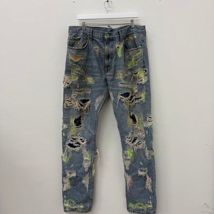 Endless Denim Neon Green Distressed Denim Jeans - Size 36