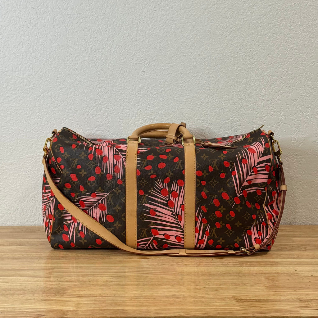 Louis Vuitton Keepall Bandouliere Duffle Bag Monogram Jungle 50