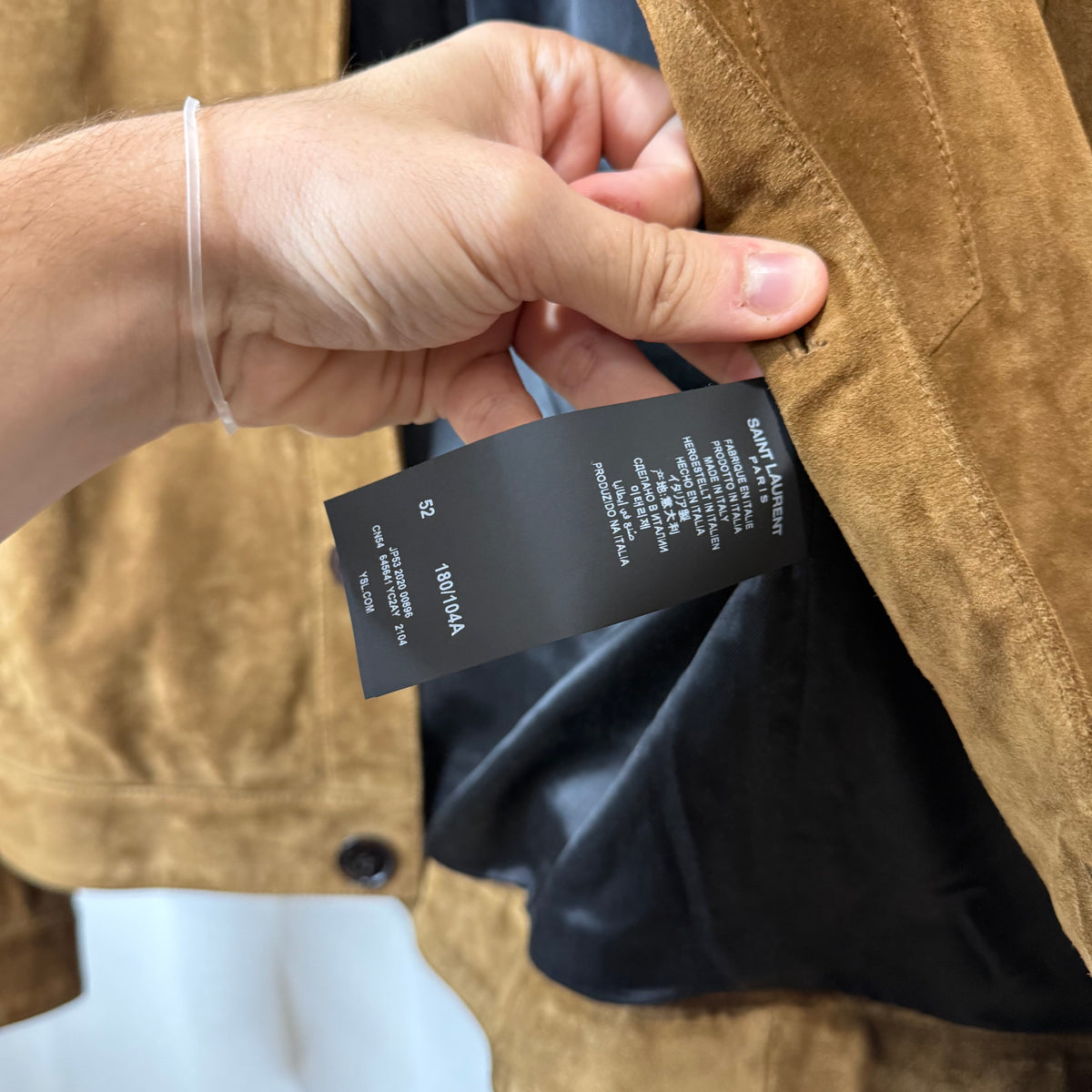 Saint Laurent Suede Cashmere Brown Button Jacket - Size 52 (Fits M)