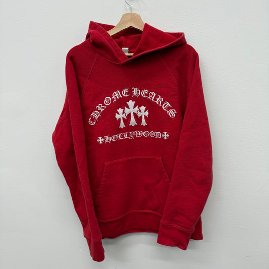 Chrome Hearts Triple Cross Embroidery Hoodie Red - Size M