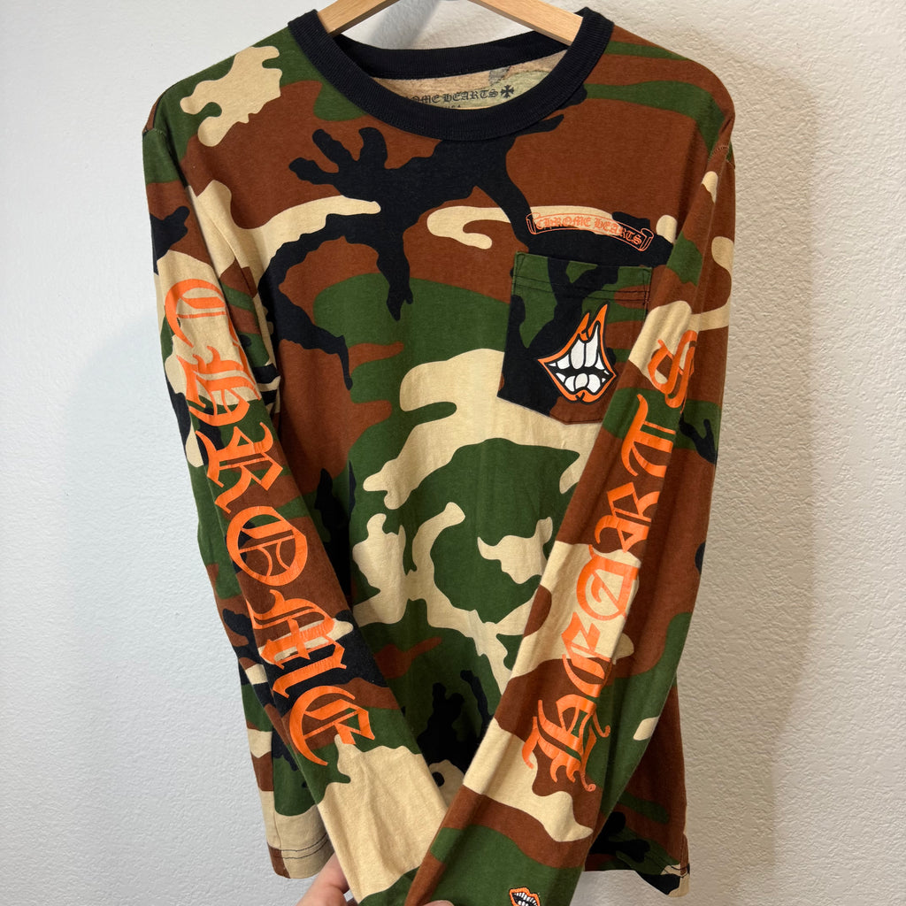 Chrome Hearts Caution Matty Boy Camo Longsleeve T-Shirt - Size M