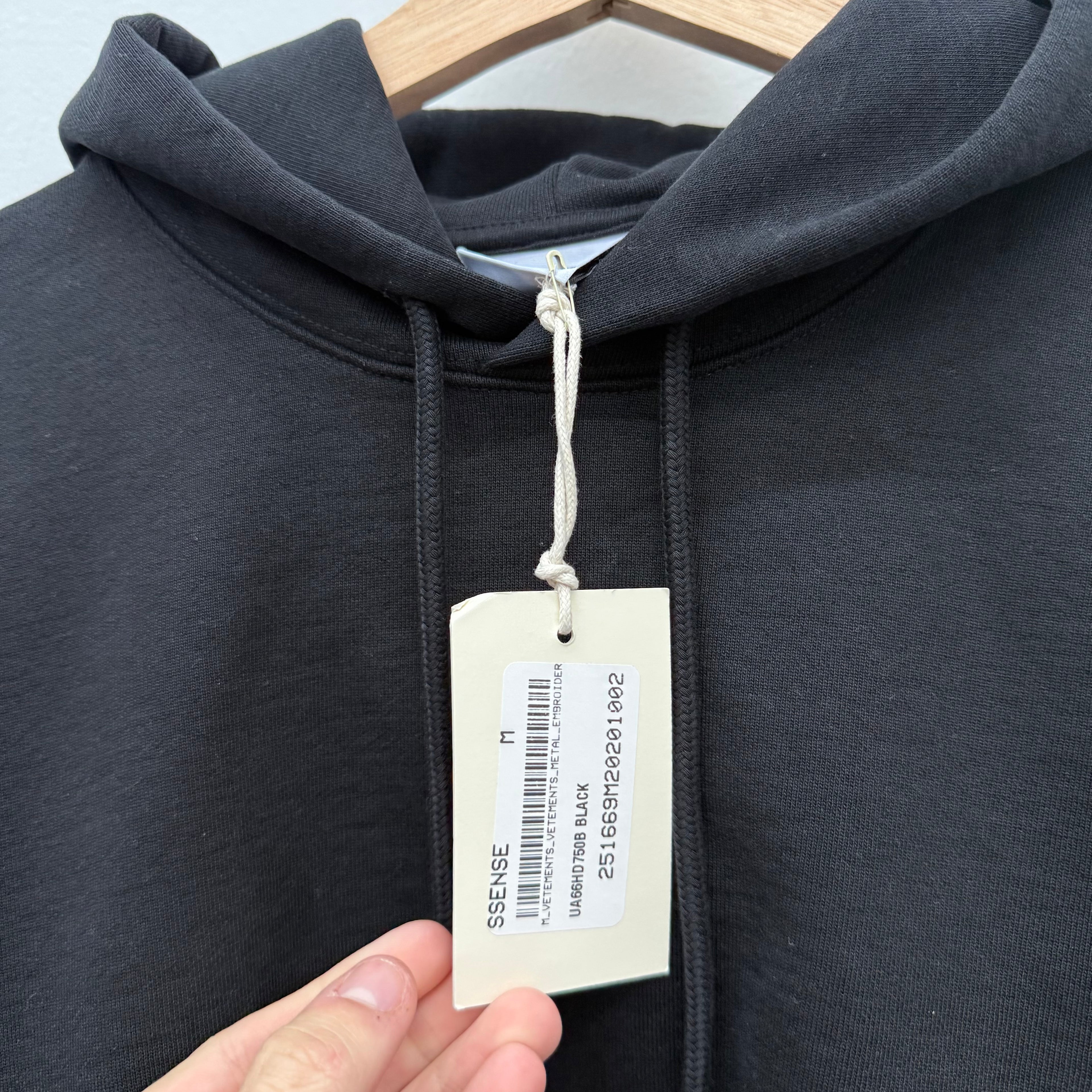 Vetements Black Oversized Embroidered Metal Sleeve Hoodie - Size M