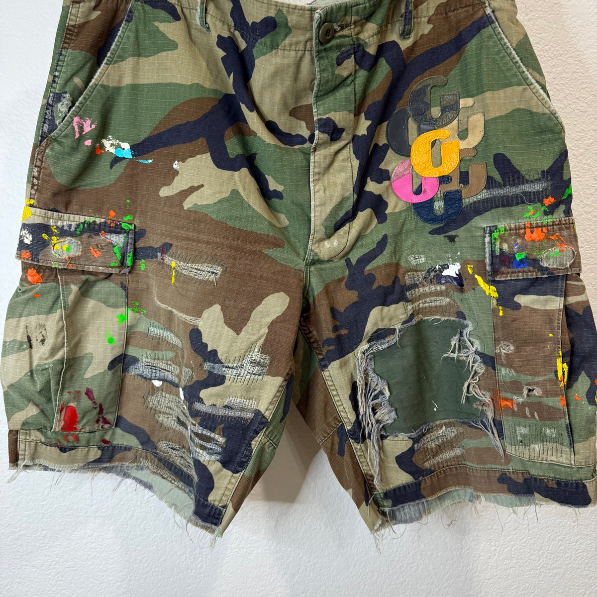 Gallery Dept G Patch Wood Camo Patch Cargo Shorts - Size 36