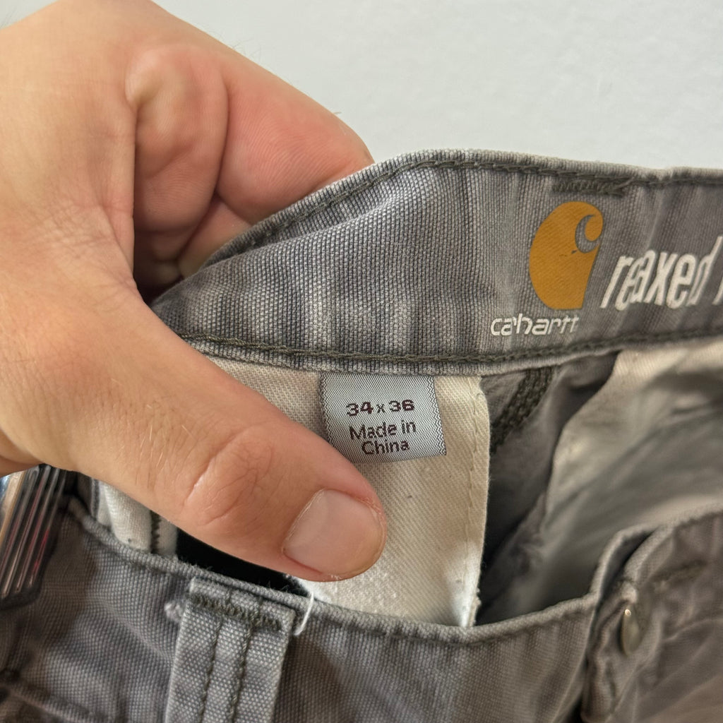 Carhartt Grey Work Cargo Pants - Size 34 x 36