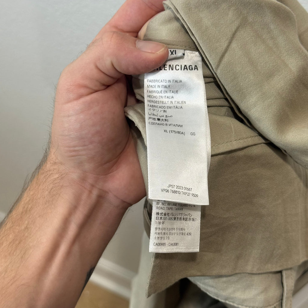 Balenciaga Convertible Beige Flared Cargo Pants - Size XL
