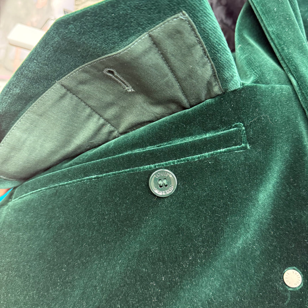 Louis Vuitton Virgil Abloh Green Velvet Windbreak Tech Jacket - Size 52 (XL)