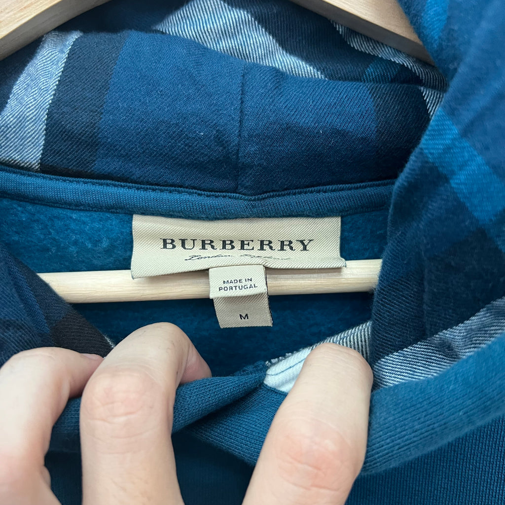 Burberry Blue Embroidered Hoodie - Size M