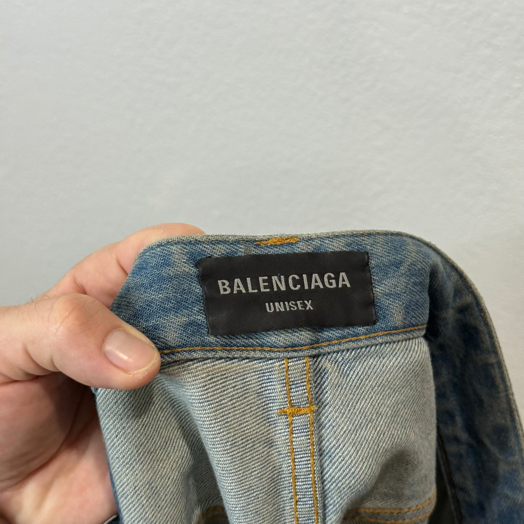 Balenciaga Mud Season Embroidered Reverse Pocket Denim Jeans - Size XL (36)