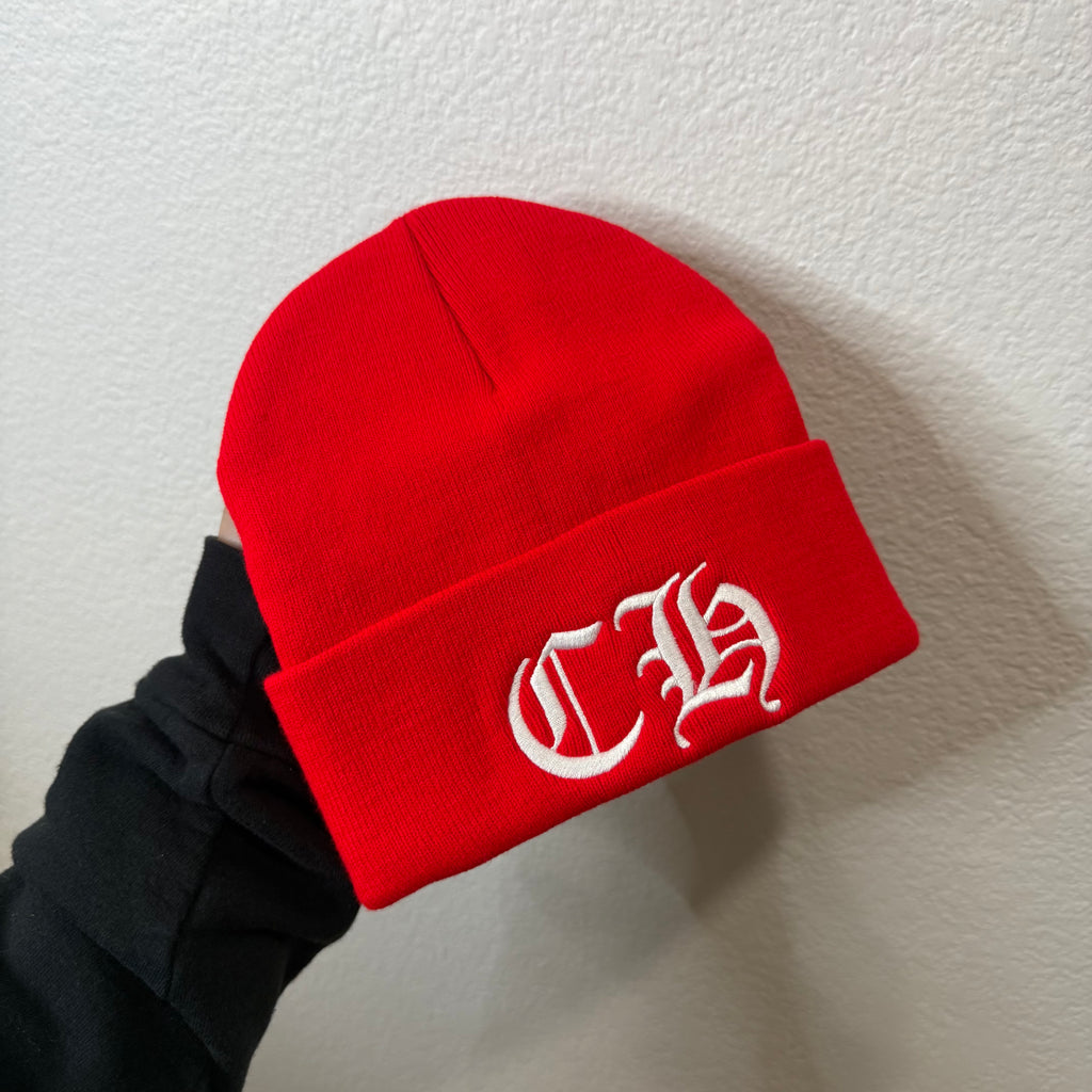 Chrome Hearts Red CH Embroidery Beanie