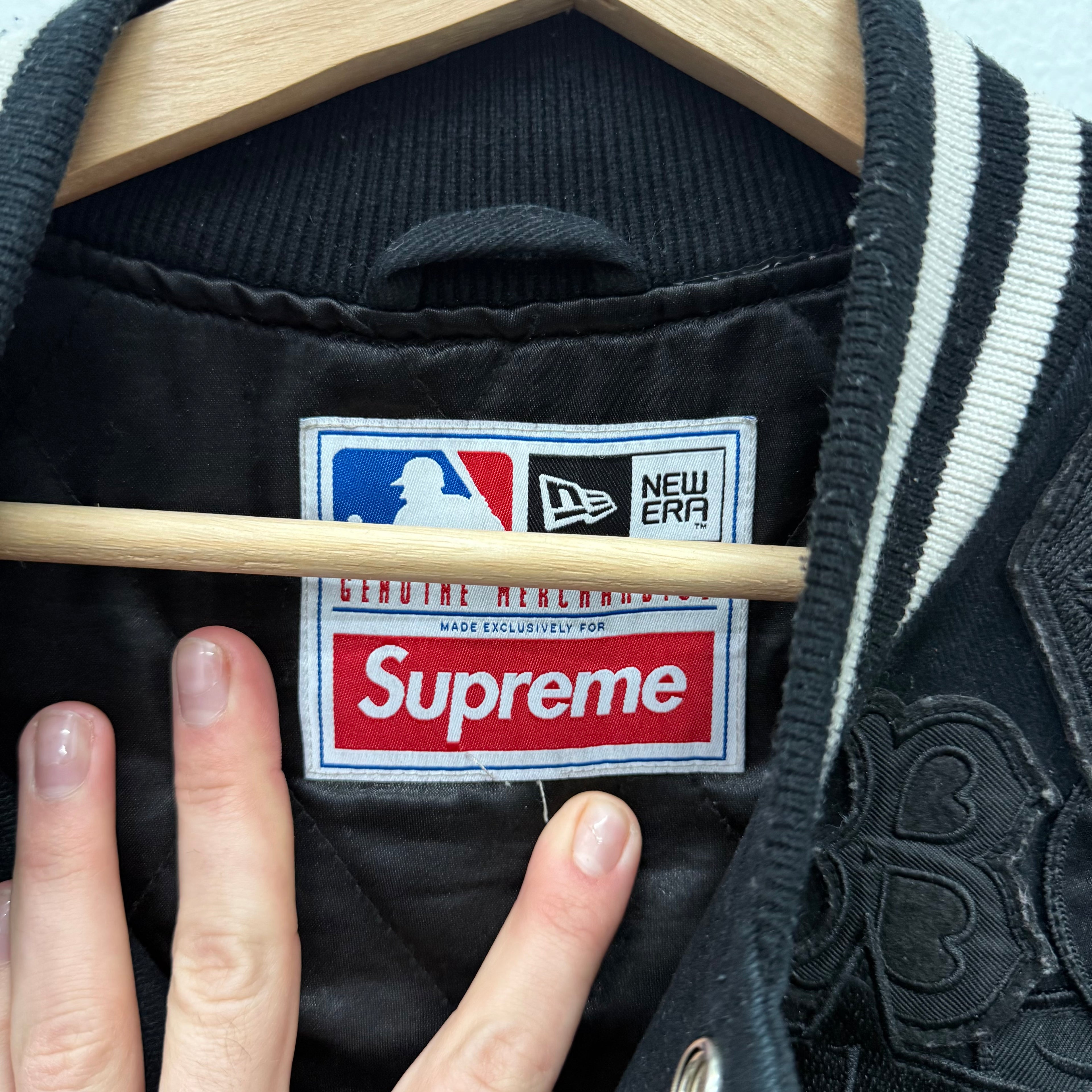 Supreme MLB New Era Black Patch Jacket - Size M