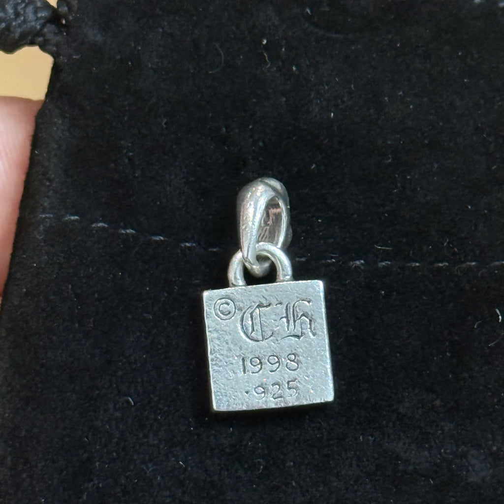 Chrome Hearts Pave Diamond Square Frame Pendant Silver
