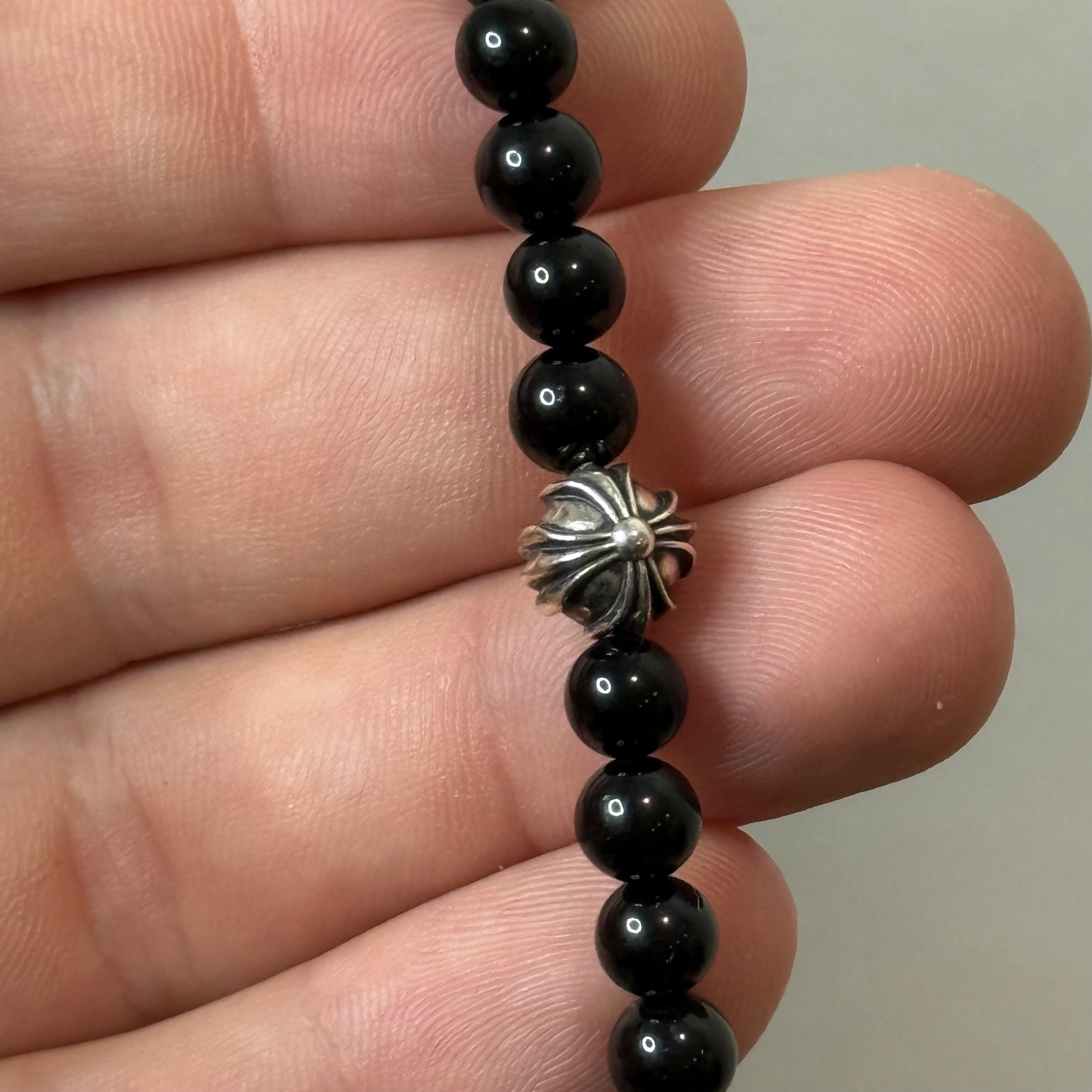 Chrome Hearts Onyx Bead Bracelet Black with Baby Fat