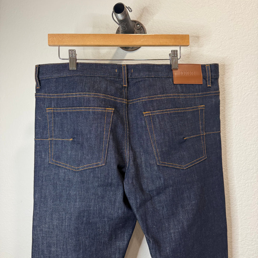 Dior Oblique Cuff Print Denim Jeans - Size 36