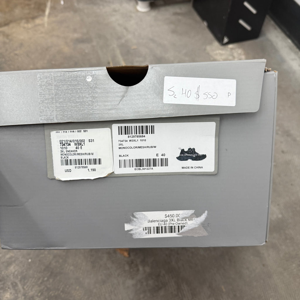 Balenciaga 3XL Triple Black Sneakers - Size 40 (US 7)