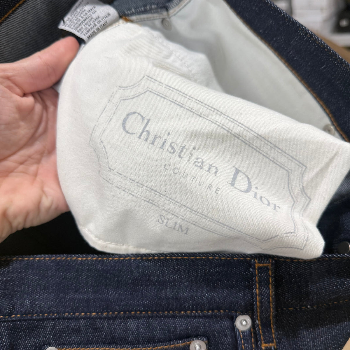 Dior Oblique Cuff Print Denim Jeans - Size 36