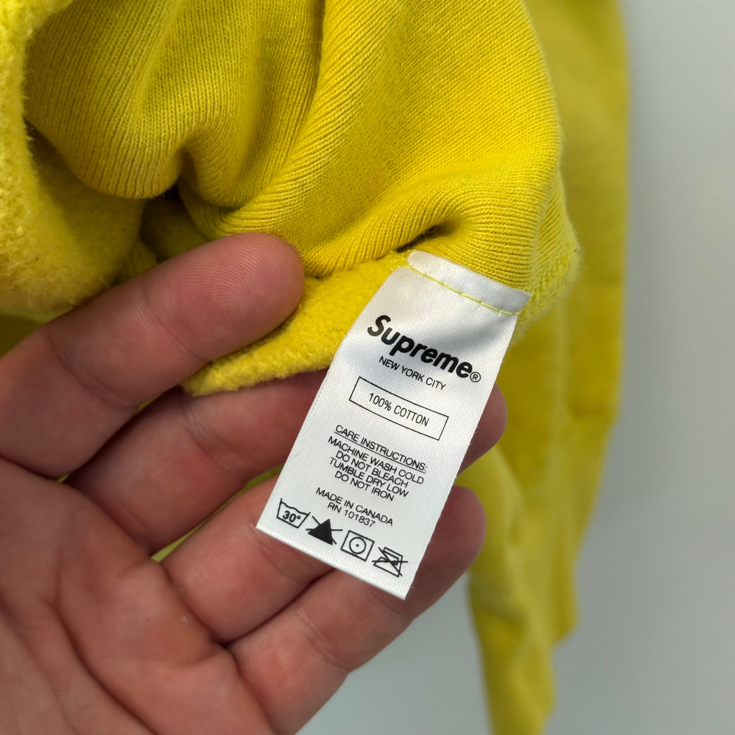 Supreme Cross Box Logo Hooded Sweatshirt Yellow - Size M