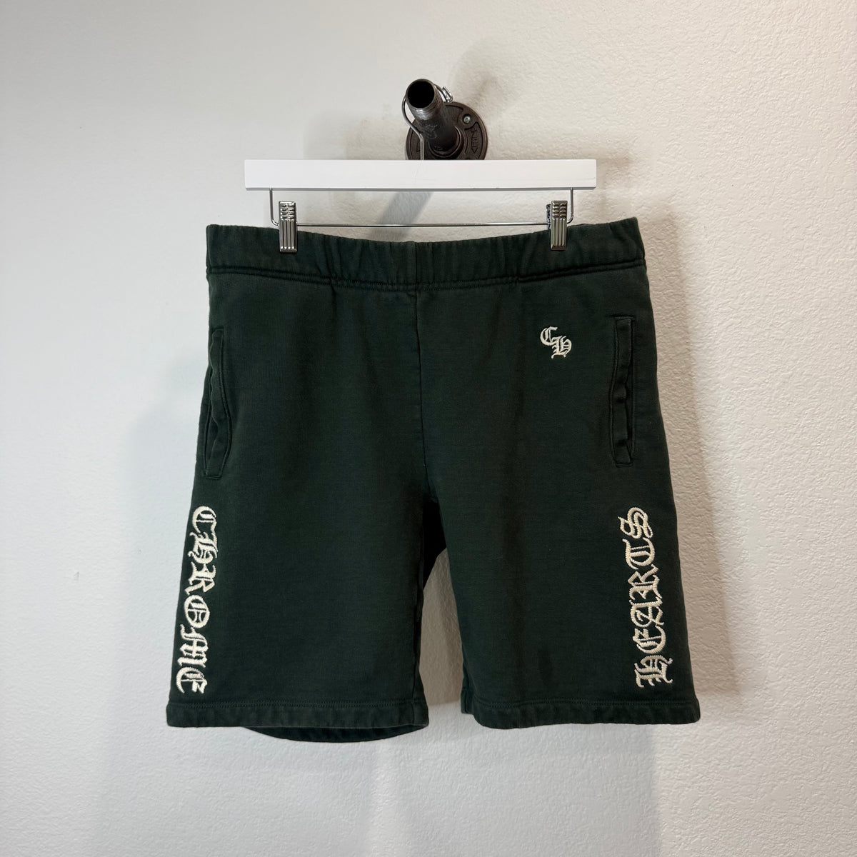 Chrome Hearts Slo Ride Green Embroidered Sweat Shorts - Size L (34)
