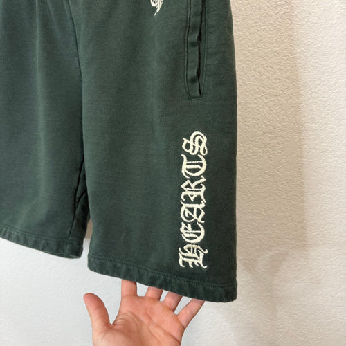 Chrome Hearts Slo Ride Green Embroidered Sweat Shorts - Size L (34)