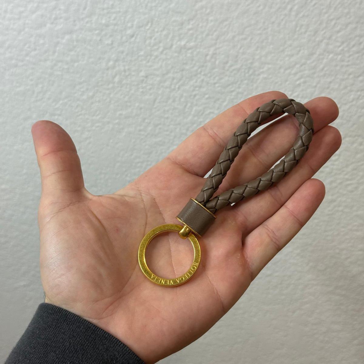 Bottega Veneta Intrecciato Brown Leather Keychain