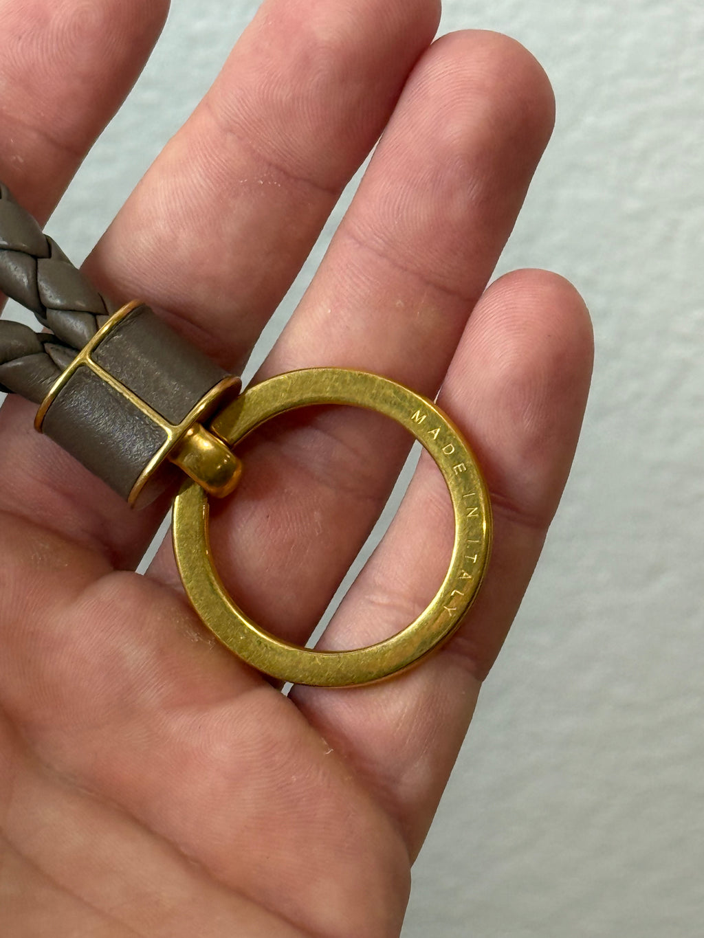 Bottega Veneta Intrecciato Brown Leather Keychain