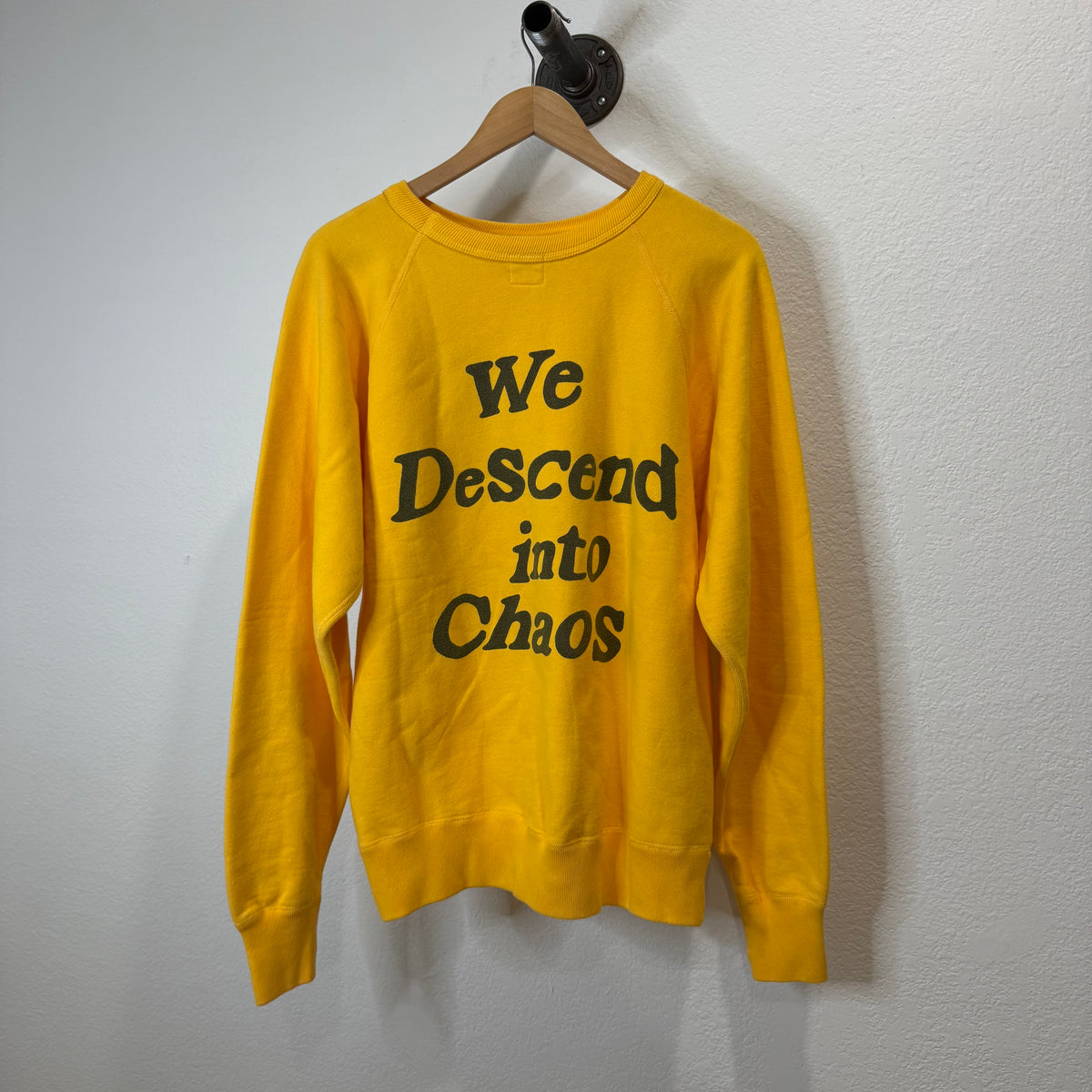Saint Michael Yellow Smile Raglan Crewneck Sweatshirt - Size M