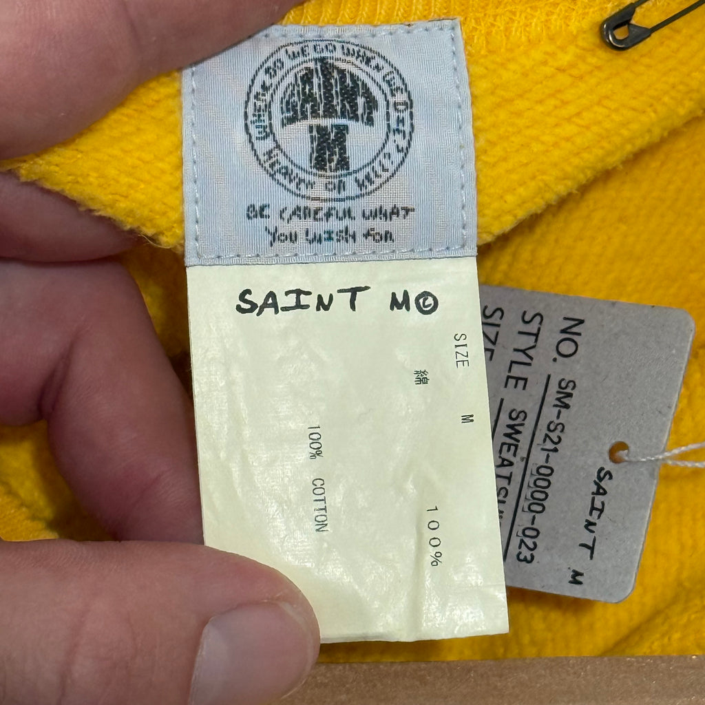 Saint Michael Yellow Smile Raglan Crewneck Sweatshirt - Size M