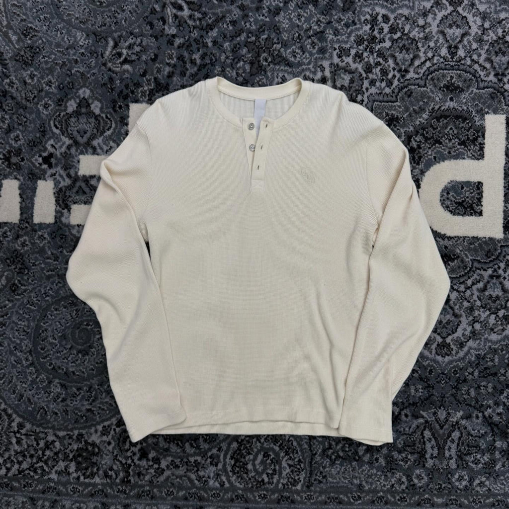Chrome Hearts Henley Embroidered Waffle Thermal Lognsleeve - Size XL
